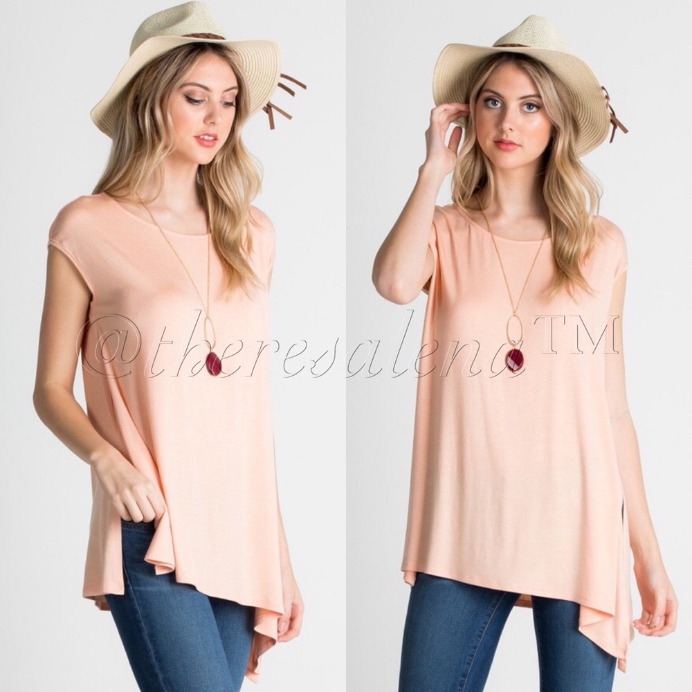 SALE! ❤️ MADE IN USA womens Soft Peach Knit summer casual relaxed cute Tunic Top